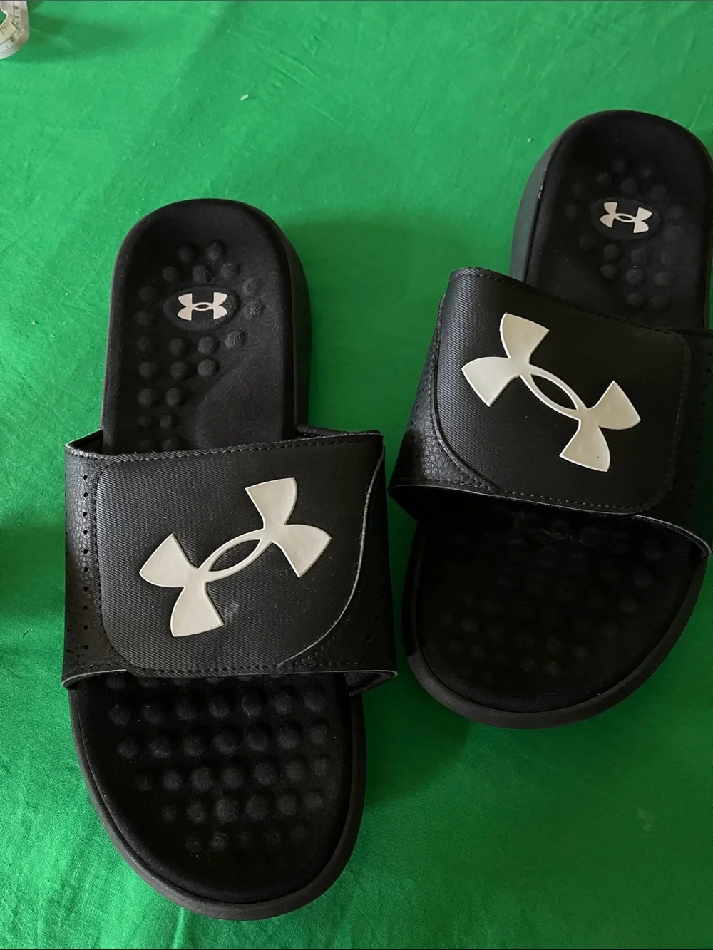 Under Armour Black Slide Sandals with White Logo